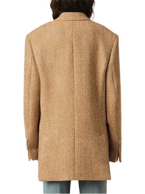 Blazer doppiopetto in lana marrone a spina di pesce AMI PARIS | FBV776WV0214A255